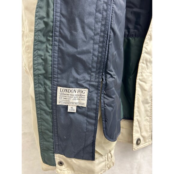 London Fog Mens Beige Removable Lined Jacket Size Large Waterproof Nylon Shell - Picture 6 of 16